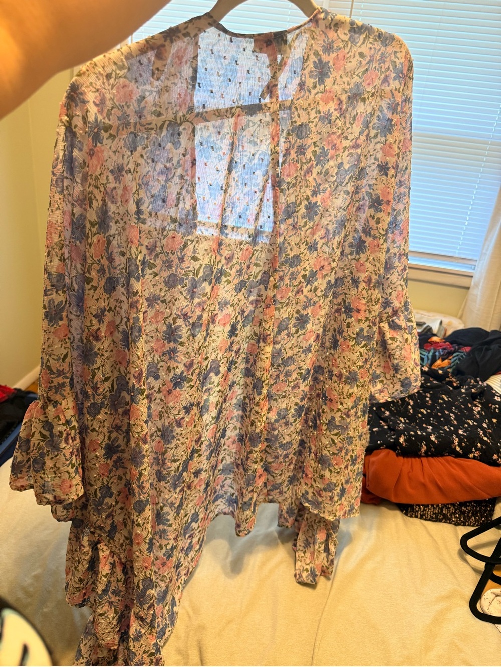 ARULA Sheer Floral Ruffle - Pink & Blue